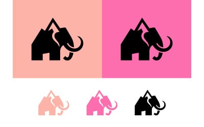 Mammoth House-logotypen i rosa, svart och persika.
