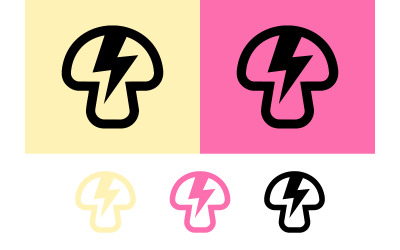 Mushroom and lightning bolt icon in black and colors.