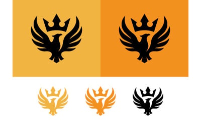 Eagle wearing crown logo emblem.