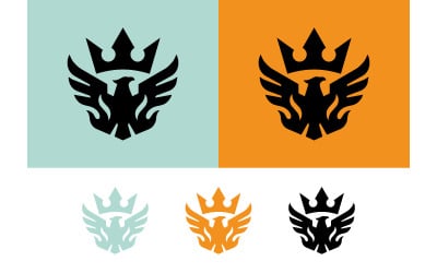 Eagle wings crown logo design.