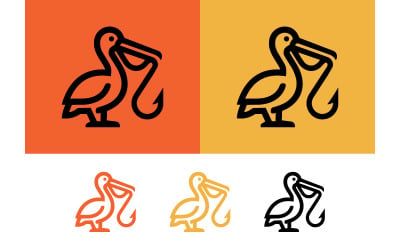 Pelican fishing logo icon line art.