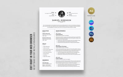 Graphic Designer Resume Template | Modern Professional CV, Editable Job Application Template