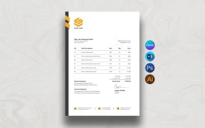 Modern Invoice Template | Professional Business Invoice, Canva, Word, Photoshop and Illustrator