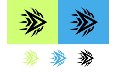 Tribal arrow logo design on light green.