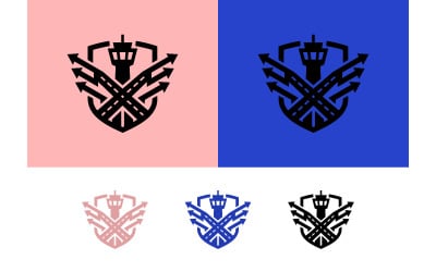 Airport control tower shield with arrows.