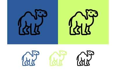 Silhouet van een kameel op een blauwgroene achtergrond.