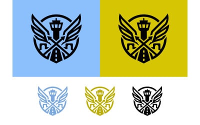 Control tower shield with wings and road.