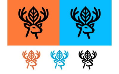 Deer head profile logo with leaf detail.