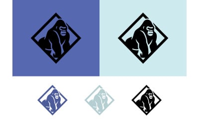 Gorilla in diamond shape blue backgrounds.