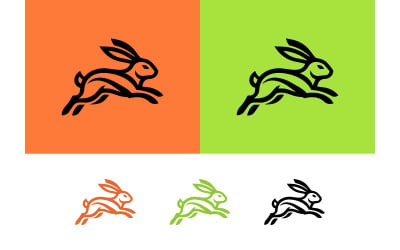 Outline rabbit jumping graphic logo design.