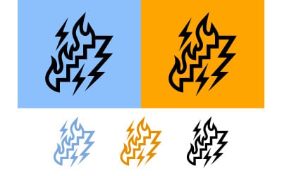Burning stairs lightning symbol abstract.