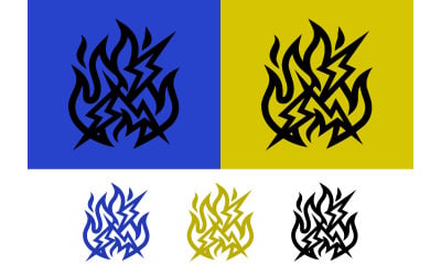 Intense abstract fire symbol with lightning.