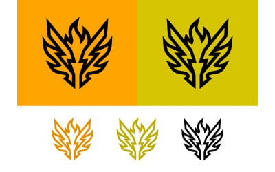 Winged fire and lightning abstract logo.