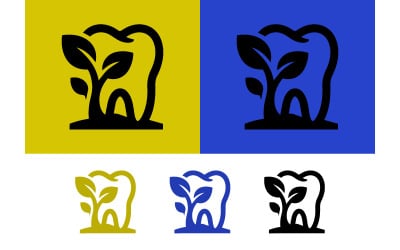 Icono de diente sano con una planta creciendo para la salud dental.