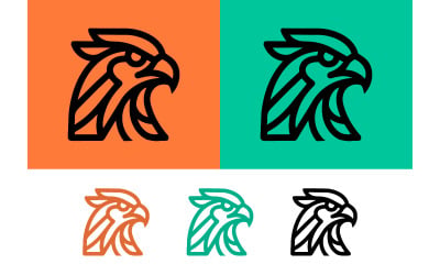 Eagle head emblem on orange background.