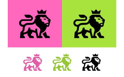 Elemento grafico astratto con logo di leone e corona.
