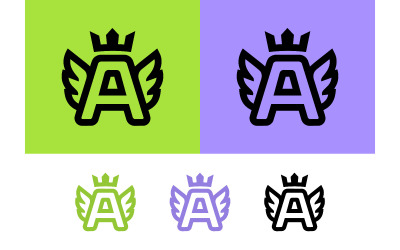 Logo de la lettre A avec des ailes et une couronne.