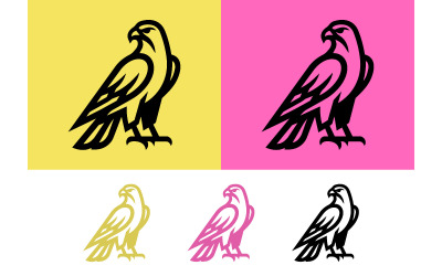 Logo stilizzato di un falco, elemento di design grafico astratto.