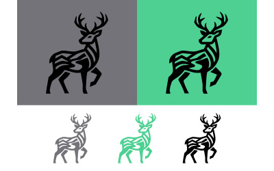 Logo représentant un cerf en marche, style abstrait.