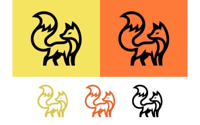 Stylized fox in motion orange and yellow.