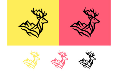 Tête de cerf ornée d&amp;#39;un logo de montagne.