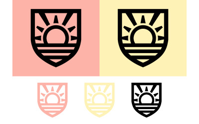 Een logo met een zonsondergangmotief voor moderne brandingtoepassingen.
