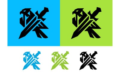 Eagle sword emblem abstract graphic design.