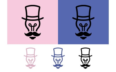 Lightbulb mustache top hat idea symbol modern.