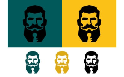 Man beard keyhole silhouette graphic logo.