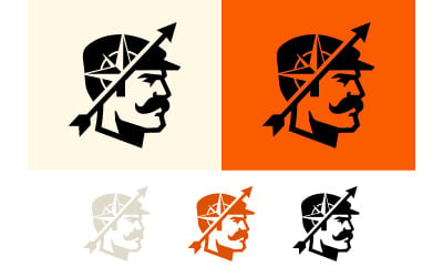 Man with compass arrow graphic logo.