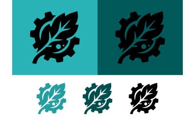 Gear and leaf logo design with eye element.