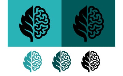 Half brain half leaf logo design concept.