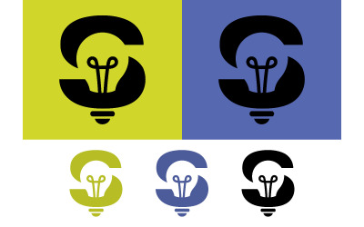 Light bulb S logo design in yellow and blue.