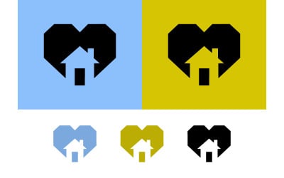 Emblema con logo a forma di cuore su sfondo blu e giallo.