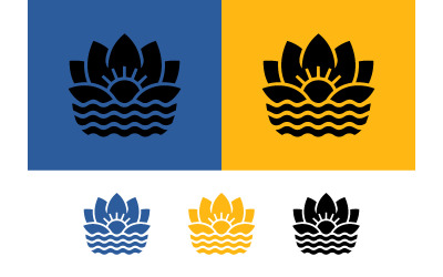 Design del logo Lotus sole acqua elementi blu giallo risorse grafiche.