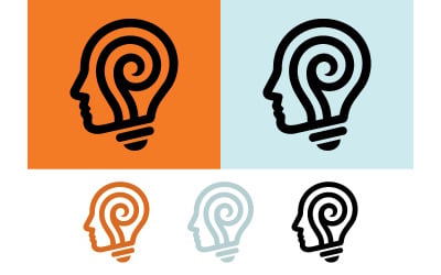 Human head and lightbulb logo design options.