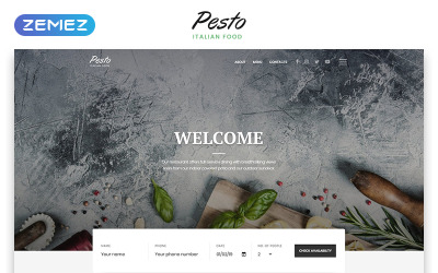 Pesto - Snygg HTML-webbplatsmall för italiensk restaurang