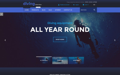 Reszponzív Diving Online Store Shopify sablon 58308