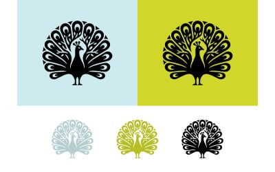 Intricate peacock tail logo design abstract art.