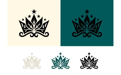 Leaf crown with stars for nature branding.