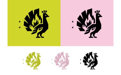 Phoenix bird with hands and flames logo design.