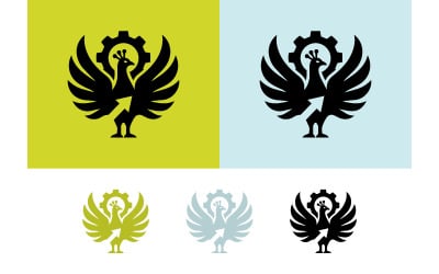 Phoenix logo with gear and arrow graphic design.