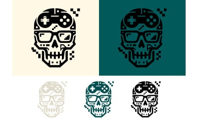 Skull with VR headset and controller icon.