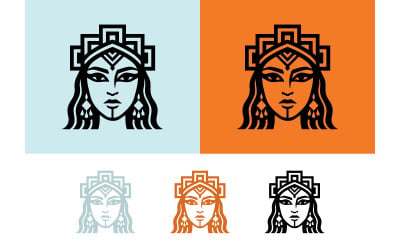 Warrior woman portrait with crown and jewels.