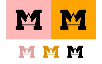 Pembe ve turuncu arka planlar üzerinde M taç logosu.
