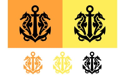 Anker mit Seepferdchen-Heraldik als nautisches Logo.