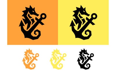 Anker mit einzelnem Seepferdchen als Wappenfigur für ein maritimes Logo.
