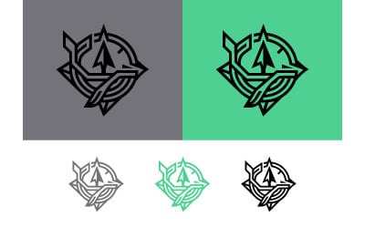 Design de emblema de baleia-bússola.