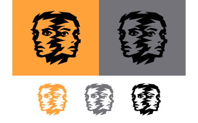 Abstraktes Design mit mehreren Facetten, orange-grau.