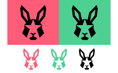 Hasenstern-Logo-Design in Rosa, Grün und Schwarz.